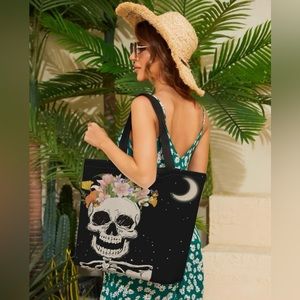 Skull Graphic Tote Bag - NEW